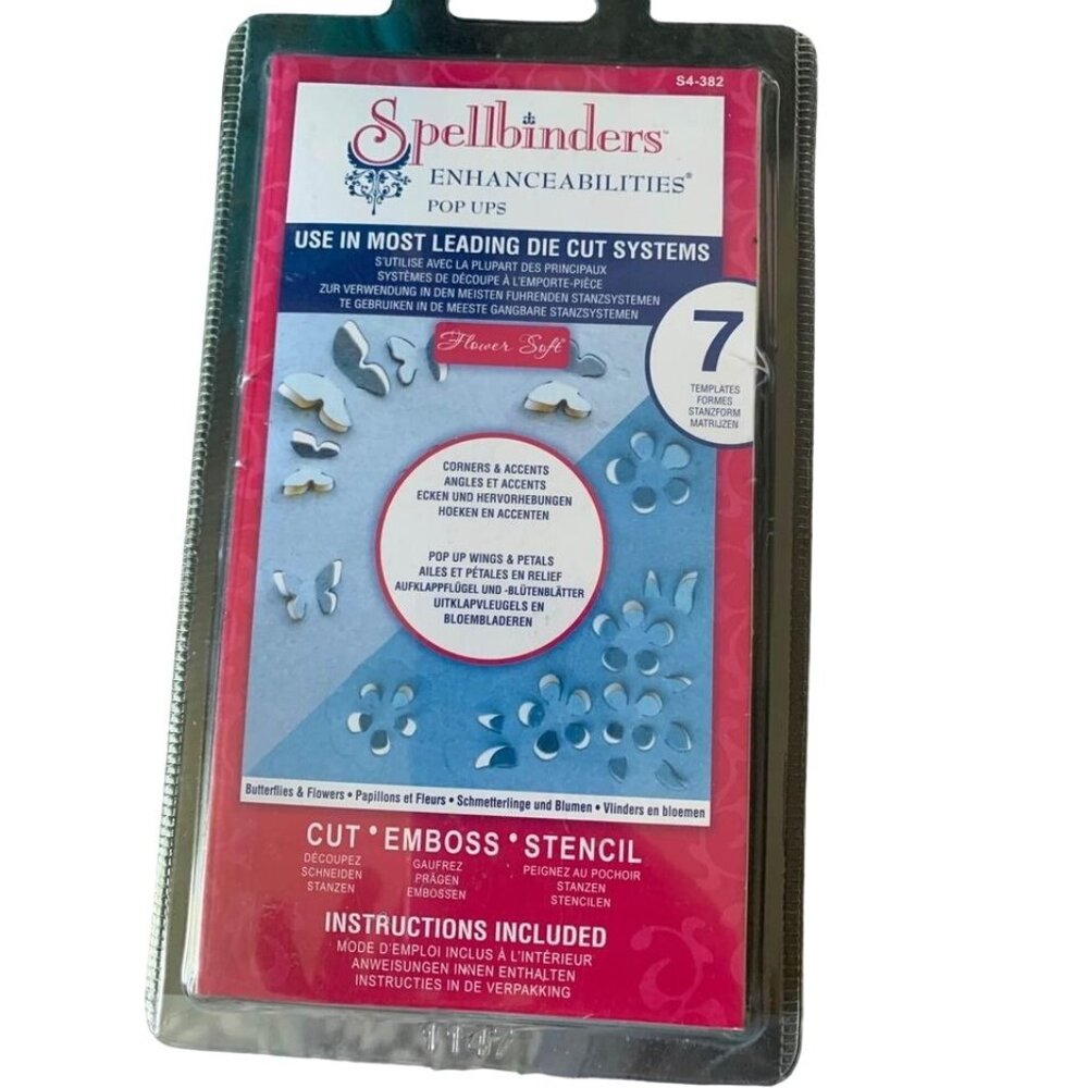Spellbinders Pop Ups Cutting Dies 7 Templates Corners Wings Flowers Emboss Craft